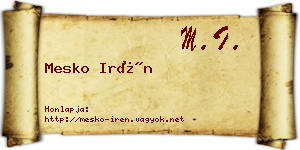 Mesko Irén névjegykártya